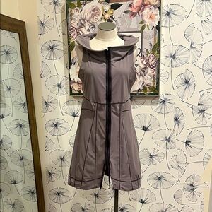 PORTO San Francisco Zip Up Sleeveless Dress w/ Wire Collar, Gray, Pockets Size 1